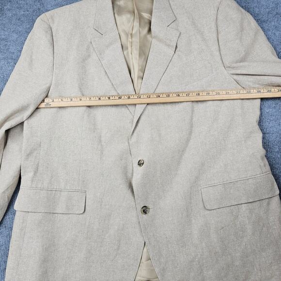 Stafford Sport Coat Mens 50 Regular Sand Linen Classic Fit Wedding Coastal Beach - Picture 7 of 13